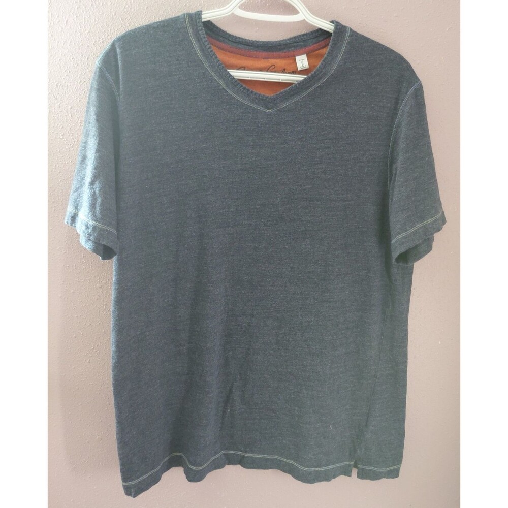 Robert Graham T-shirt Men's Large Dark Blue Heathered Contrast Stitching